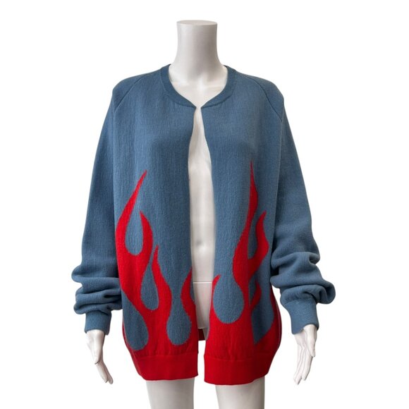 $2130 NWT Frenckenberger Blue Sylvie Flame Cardigan Sweater size Medium - Picture 1 of 8